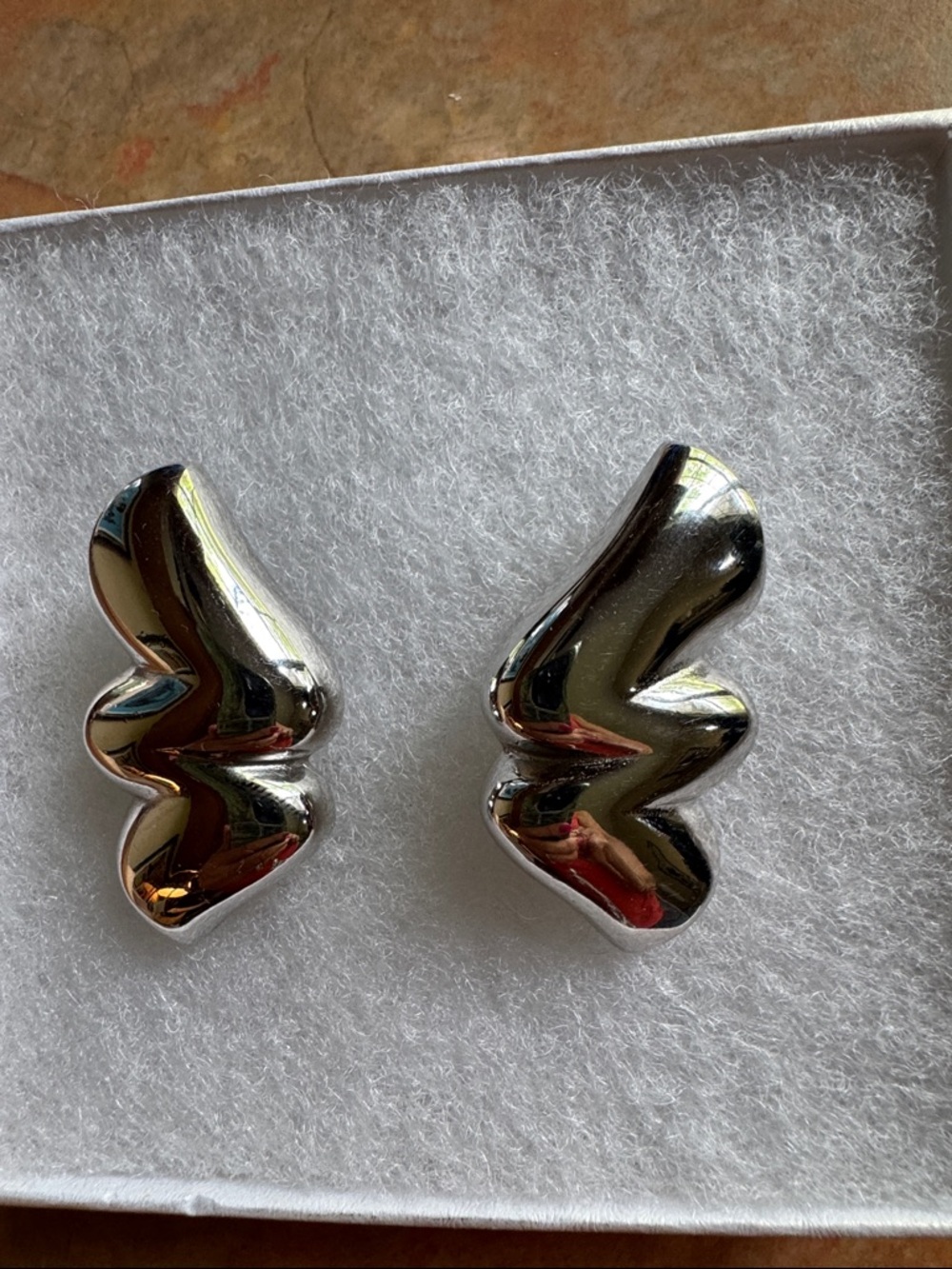 Givenchy Silver Abstract Wave Clip-On Earrings